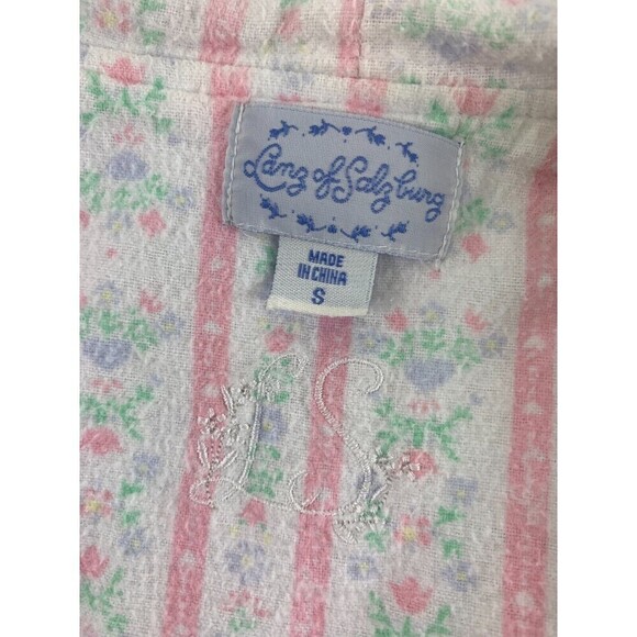 Lanz of Salzburg Tyrolean Flannel Wrap Robe Heart Flowers Pink Long Womens Small - Picture 9 of 14
